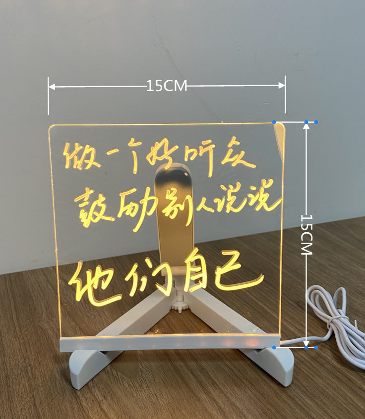 "Customizable Acrylic LED Note Board Lamp with USB Power and 7 Color Pens – Perfect for Creative Messaging and Daily Reminders"