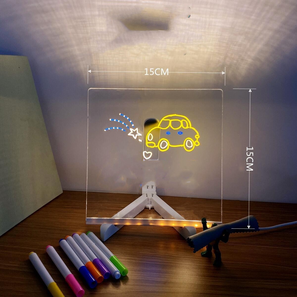 "Customizable Acrylic LED Note Board Lamp with USB Power and 7 Color Pens – Perfect for Creative Messaging and Daily Reminders"