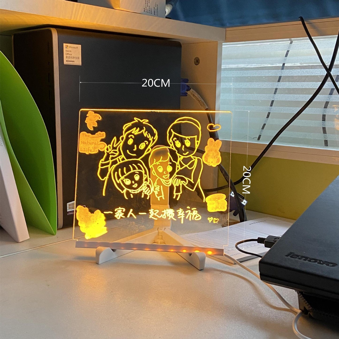 "Customizable Acrylic LED Note Board Lamp with USB Power and 7 Color Pens – Perfect for Creative Messaging and Daily Reminders"