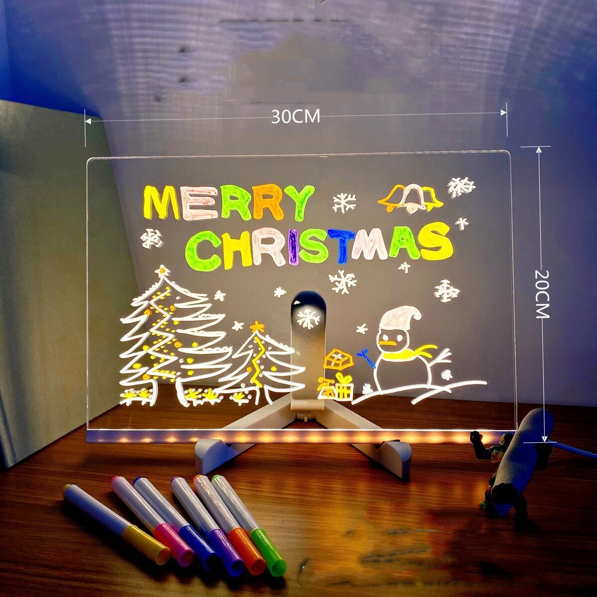 "Customizable Acrylic LED Note Board Lamp with USB Power and 7 Color Pens – Perfect for Creative Messaging and Daily Reminders"